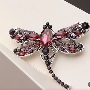 🆕️🩷ROSE WINE RHINESTONE DRAGONFLY BROOCH PIN🩷